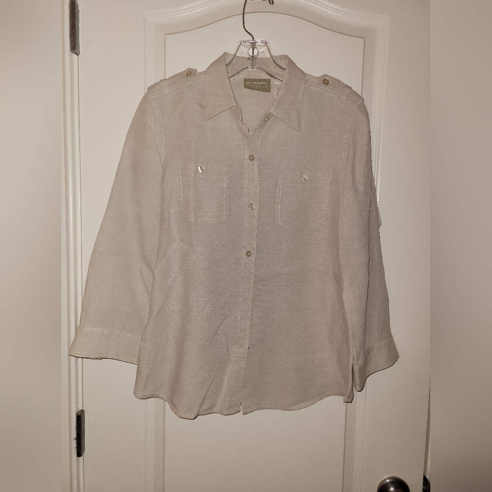 Liz Claiborne Linen Creme Buttonup Shirt